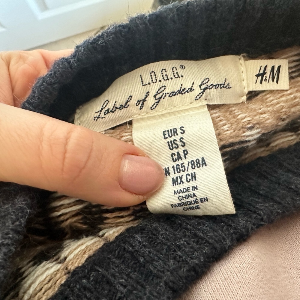 L.O.G.G H&M Sweater Dress Fair isle Nordic Alpaca Blend Size S Crewneck Ski Knit - Picture 3 of 5
